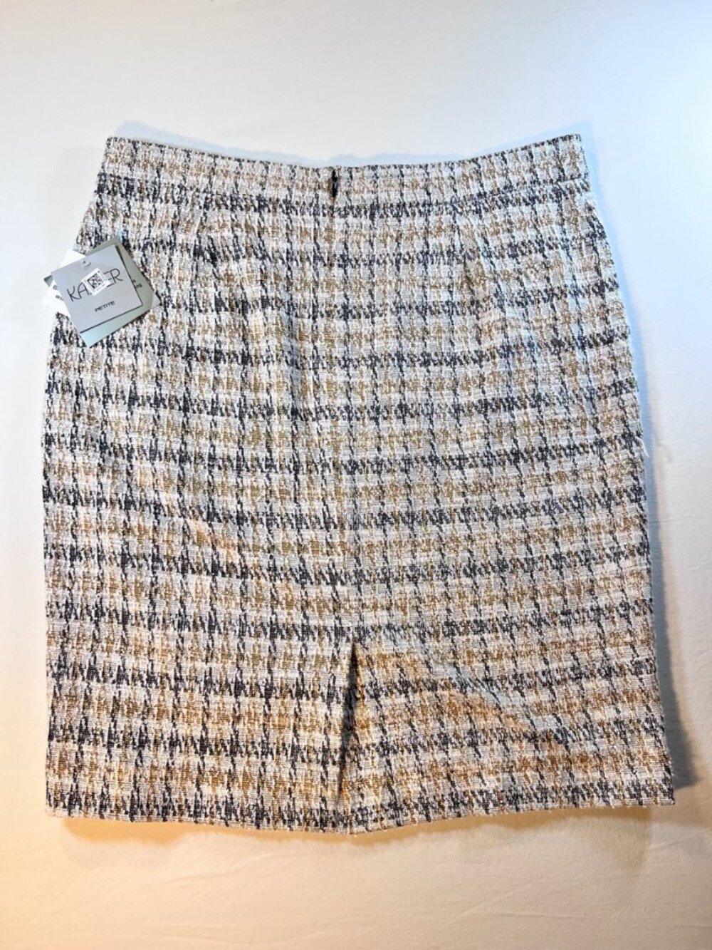 Kasper Petite Gold Navy Tweed Boucle Pencil Skirt Womens 14P NWT